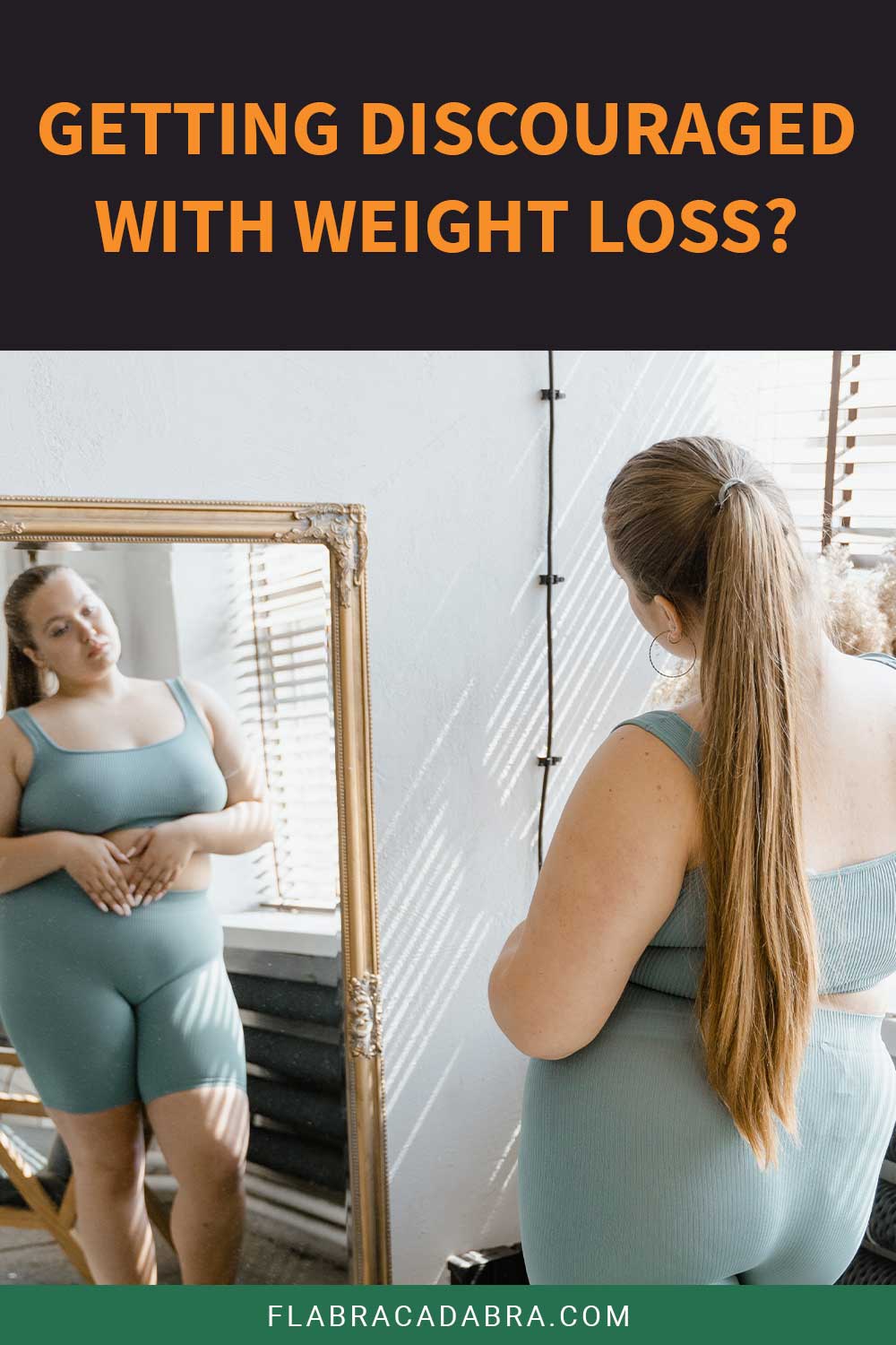 An overweight woman in front of a mirror - Getting Discouraged With Weight Loss?